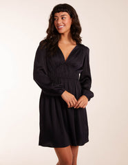 Long Sleeve V Neck Mini Dress