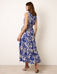Topical Leaf Print Maxi Dress
