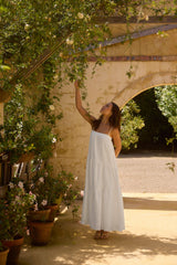 Liliana 100% Linen Maxi Dress White