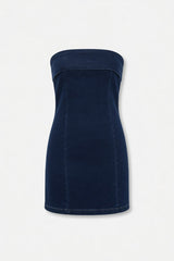 See You Soon Strapless Denim Mini Dress