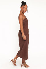 Elvina Midi Dress - Brown