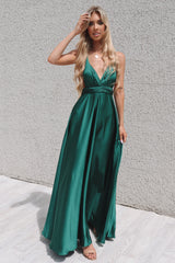 Pandora Multiway Gown - Green Satin