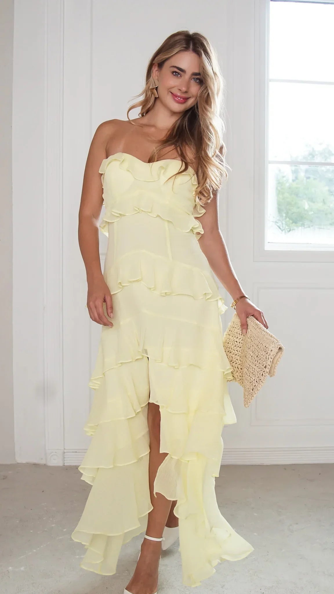 Lunette Strapless Ruffle Maxi Dress