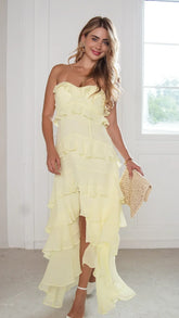 Lunette Strapless Ruffle Maxi Dress