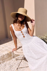 Romance Stitched Maxi Dress White
