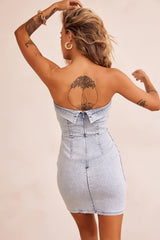 Love Letter Mini Dress - Washed Blue