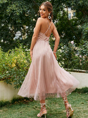 Sadie Mauve Tulle Spring Midi Dress