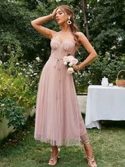 Sadie Mauve Tulle Spring Midi Dress