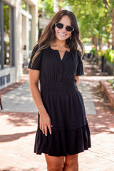 Apple Orchid Smocked Waist Mini Dress