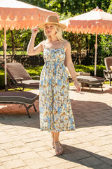 FINAL SALE - Ciao Bella European Print Blue Midi Dress