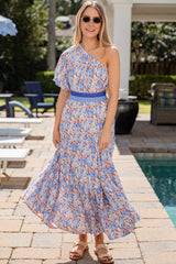 FINAL SALE - Paradise Bound Blue Floral Maxi Dress