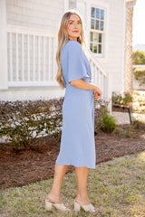 FINAL SALE - Periwinkle Poise Blue Midi Dress
