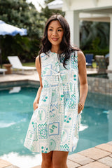 FINAL SALE - Patchwork Paradise Blue Mini Dress