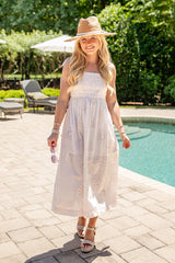 Catch My Eye Blush Eyelet Midi Dress