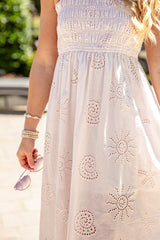 Catch My Eye Blush Eyelet Midi Dress