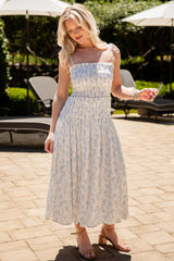 FINAL SALE - Perfectly Placed Cream Floral Midi Dress
