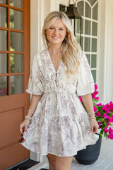 It's Giving Yes Cream Floral Mini Dress