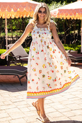 FINAL SALE - Summer Harvest Print Cream Midi Dress