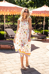 FINAL SALE - Summer Harvest Print Cream Midi Dress