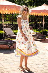 FINAL SALE - Summer Harvest Print Cream Midi Dress