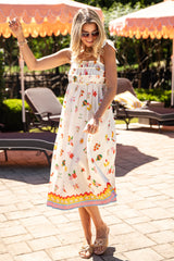 FINAL SALE - Summer Harvest Print Cream Midi Dress