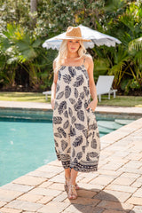 FINAL SALE - The Traveler Palm Print Cream Maxi Dress