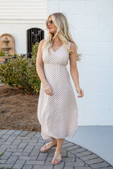FINAL SALE - Dressed For The Day Polka Dot Cream Midi Dress