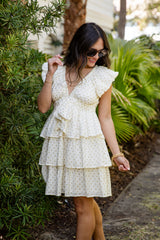 FINAL SALE - Day Well Spent Polka Dot Cream Mini Dress