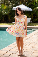 FINAL SALE - Pretty In Provence Cream Print Mini Dress