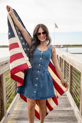 Blue Jean Nights Denim Button Front Mini Dress