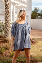 FINAL SALE - Harbor Lines Striped Denim Mini Dress