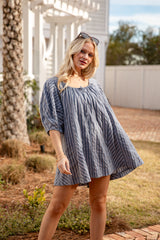 FINAL SALE - Harbor Lines Striped Denim Mini Dress