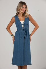 Westbrook Denim Tie Front Midi Dress