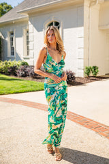 FINAL SALE - Simply Irresistible Green Tropical Print Maxi Dress