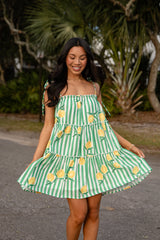 FINAL SALE - Citrus Grove Tiered Stripe Mini Dress