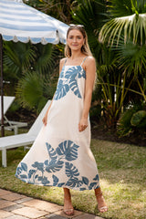 FINAL SALE - Summer Agenda Leaf Print Ivory Maxi Dress