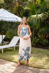 FINAL SALE - Summer Agenda Leaf Print Ivory Maxi Dress