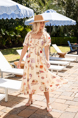 FINAL SALE - Postcard Dreams Light Yellow Printed Midi Dress
