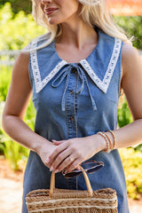 Denim Love Note Medium Wash Collar Mini Dress