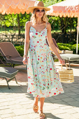 FINAL SALE - European Summer Mint Print Midi Dress