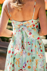 FINAL SALE - European Summer Mint Print Midi Dress