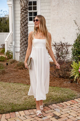 FINAL SALE - Want It All Sleeveless Off White Midi Dress