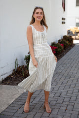 FINAL SALE - Seaside Stroll Striped Olive Maxi Dress