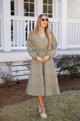 FINAL SALE - Olive Aura Tiered Maxi Dress