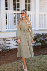 FINAL SALE - Olive Aura Tiered Maxi Dress