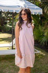 FINAL SALE - Truest Sweetheart Striped Pink Halter Mini Dress
