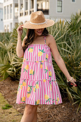FINAL SALE - Citrus Grove Tiered Stripe Mini Dress