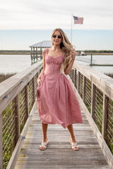 FINAL SALE - Sweet Cherry Red Plaid Midi Dress