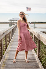 FINAL SALE - Sweet Cherry Red Plaid Midi Dress