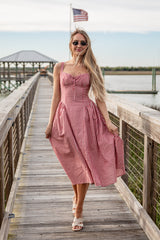 FINAL SALE - Sweet Cherry Red Plaid Midi Dress